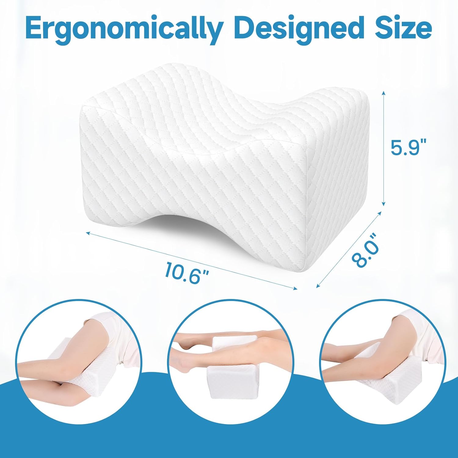 Leg pillow,side pillow,Memory foam knee pillow with side sleeping belt,Leg knee pillow with removable and washable cover