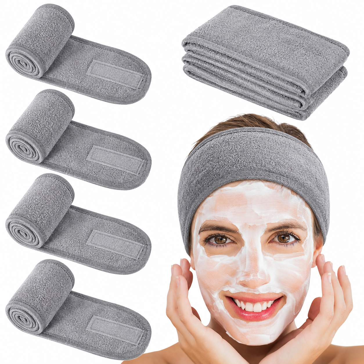 Women Adjustable SPA Facial Headband Bath Makeup Hair Band Headbands for Face Washing Soft Toweling Hair Make Up Accessories