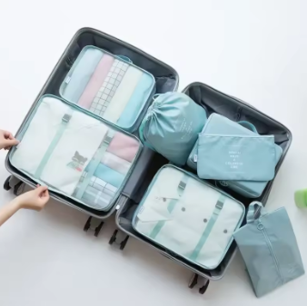 7-piece Set Travel Bag Organizer Clothes Luggage Travel Organizer Blanket Shoes Organizers Bag Suitcase Pouch Packing Cubes