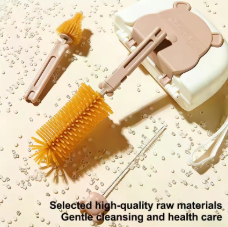 Portable 6 In 1 Baby Bottle Cleaner Set With Drying Rack 2 Silicone Baby Bottle Brushes Straw Brush Nipple Brush Storage Box